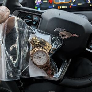 Gold-Tone Watch with White Dial